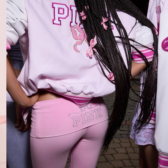 New LoveShackFancy x PINK  Cotton Foldover Flare Leggings W size Large - Picture 4 of 7